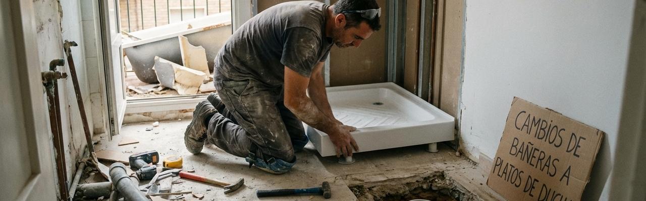 Cambios de bañeras a platos de ducha en maracena